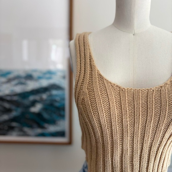 Beige Knit Tank Top - Picture 2 of 4